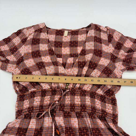 PILCRO by ANTHRO Smocked Swing Blouse Size M V-Neck Wool Blend Boho Festival - Picture 8 of 10